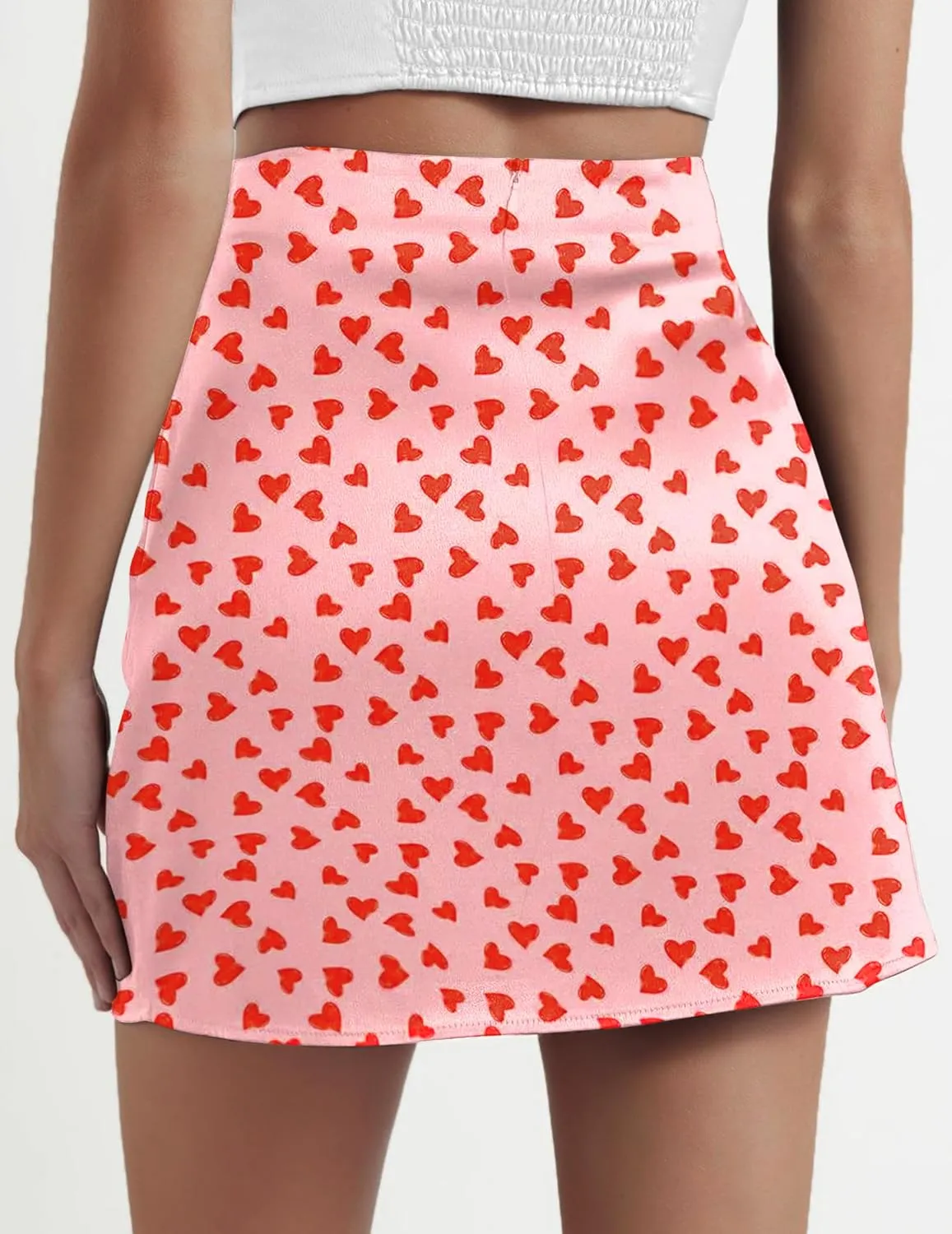 Zeagoo Womens Summer Mini Skirts Elastic High Waisted Stain A-Line Zipper Party Skirt 2025
